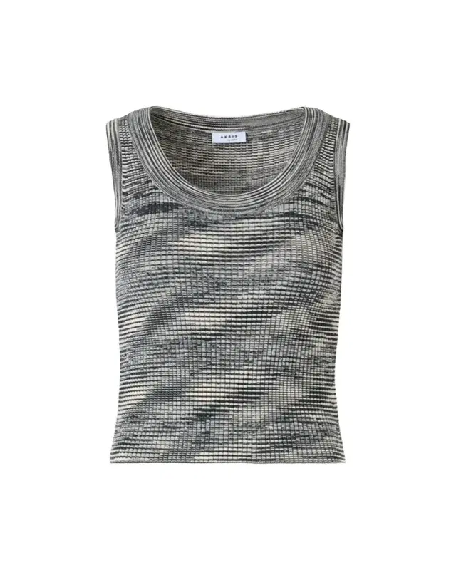 Scoop-Neck Space Dye Merino Wool Rib Tank Top