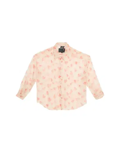 R13 Pintuck Drop-Neck Heart-Print Silk Shirt | Thumbnail 1 R13 Pintuck Drop-Neck Heart-Print Silk Shirt | Thumbnail 1