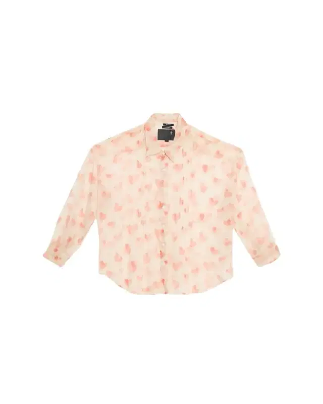 R13 Pintuck Drop-Neck Heart-Print Silk Shirt