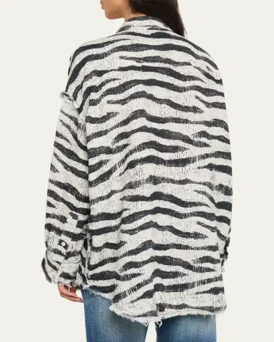 R13 Shredded Seam Drop-Neck Zebra-Print Shirt | Thumbnail 3 R13 Shredded Seam Drop-Neck Zebra-Print Shirt | Thumbnail 3