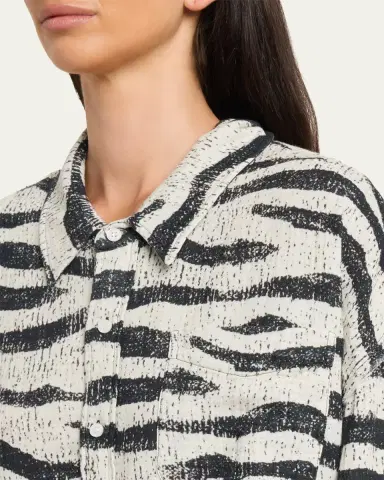 R13 Shredded Seam Drop-Neck Zebra-Print Shirt | Thumbnail 5 R13 Shredded Seam Drop-Neck Zebra-Print Shirt | Thumbnail 5