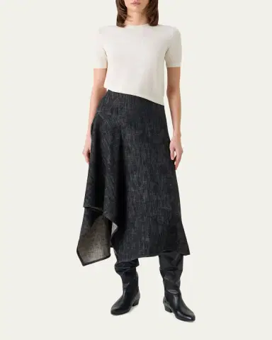 Akris punto Fine Merino Wool Knit Short-Sleeve Crew Neck Sweater | Thumbnail 2
