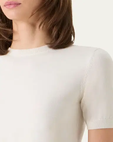 Akris punto Fine Merino Wool Knit Short-Sleeve Crew Neck Sweater | Thumbnail 5