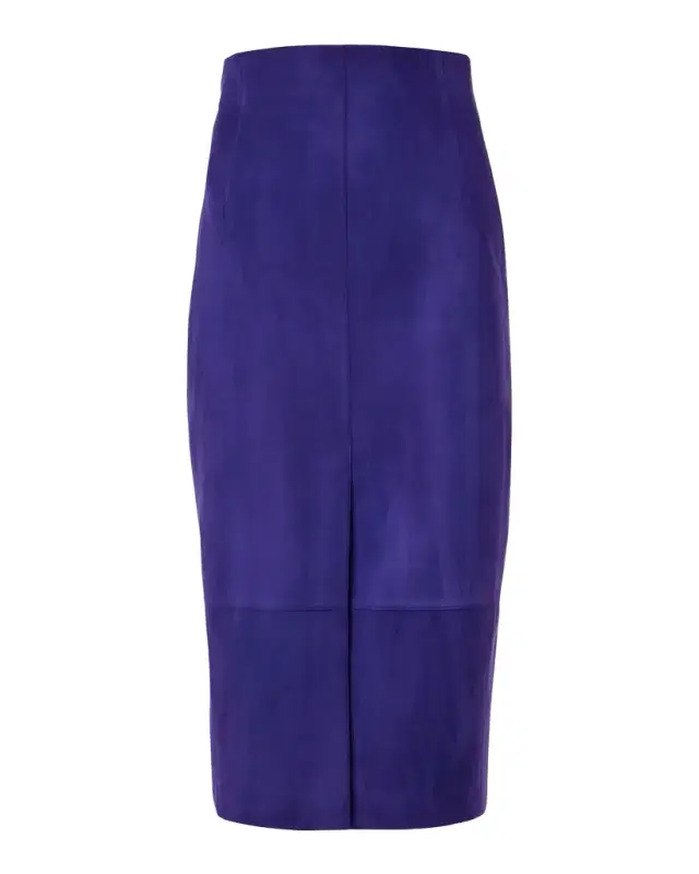 Akris Suede Front Slit Pencil Skirt