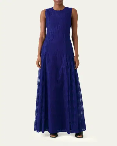 Akris High Plains Embroidered Tulle Sleeveless Gown | Thumbnail 2