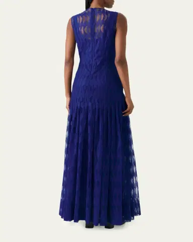 Akris High Plains Embroidered Tulle Sleeveless Gown | Thumbnail 3