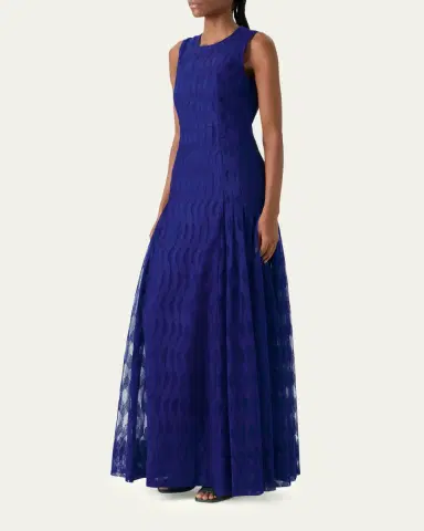 Akris High Plains Embroidered Tulle Sleeveless Gown | Thumbnail 4