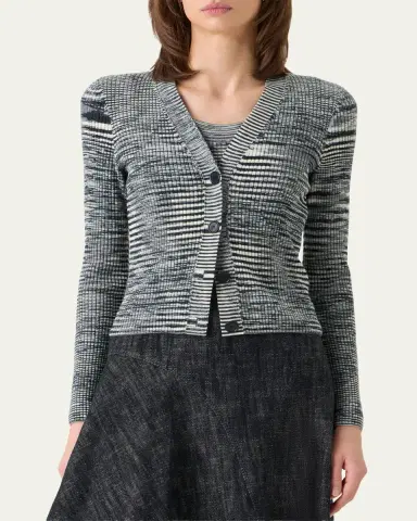 Akris punto Space Dye Ribbed Merino Cardigan | Thumbnail 4 Akris punto Space Dye Ribbed Merino Cardigan | Thumbnail 4