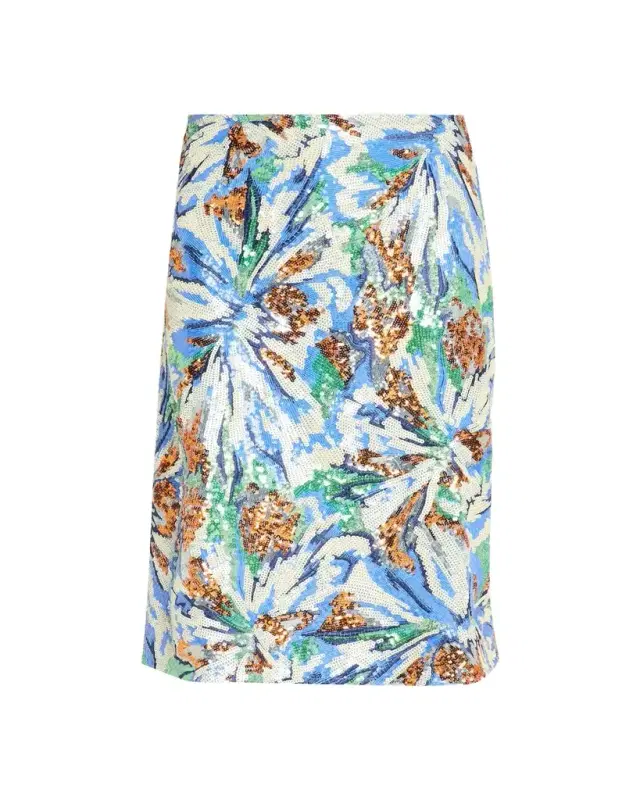 Rabanne Sequined Abstract Floral Midi Skirt