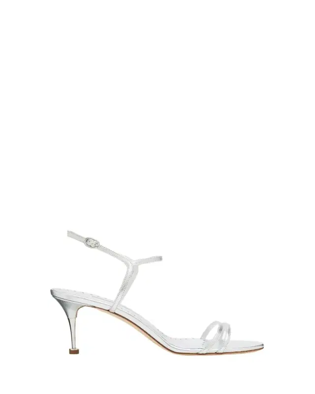 Manolo Blahnik 105mm Ciagalo Metallic Leather Sandals