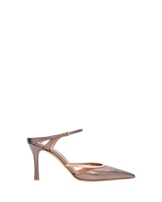 90mm Yola Metallic Leather Mule Pumps