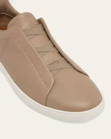 Zegna Men's Deerskin Triple Stitch Sneakers | Thumbnail 3