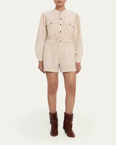 Etoile Isabel Marant Kaina Eyelet Cotton Button-Front Shirt | Thumbnail 2