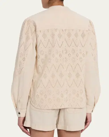Etoile Isabel Marant Kaina Eyelet Cotton Button-Front Shirt | Thumbnail 3