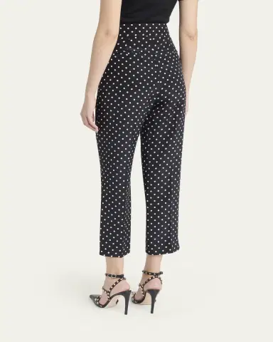 Valentino Garavani Polka-Dot Silk Straight-Leg Ankle Pants | Thumbnail 3 Valentino Garavani Polka-Dot Silk Straight-Leg Ankle Pants | Thumbnail 3