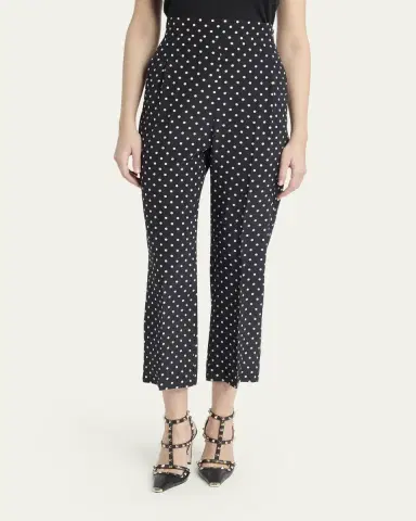 Valentino Garavani Polka-Dot Silk Straight-Leg Ankle Pants | Thumbnail 4 Valentino Garavani Polka-Dot Silk Straight-Leg Ankle Pants | Thumbnail 4