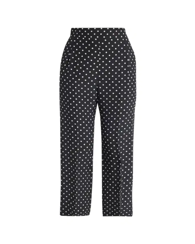 Valentino Garavani Polka-Dot Silk Straight-Leg Ankle Pants