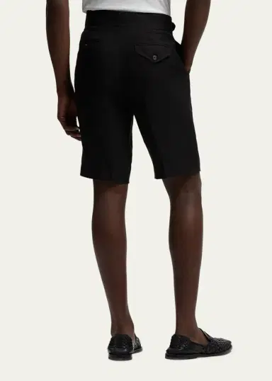 Ralph Lauren Purple Label Men's Silk and Linen Double-Pleated Drawstring Shorts | Thumbnail 3
