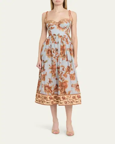 Zimmermann Aster Corset Midi Dress | Thumbnail 2 Zimmermann Aster Corset Midi Dress | Thumbnail 2