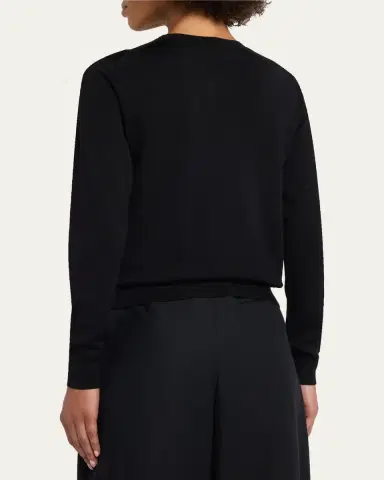Carolina Herrera Flower Beaded Silk-Cotton Crewneck Sweater | Thumbnail 3