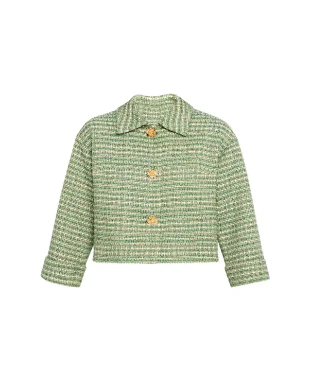 Carolina Herrera Boxy Cotton-Blend Crop Jacket