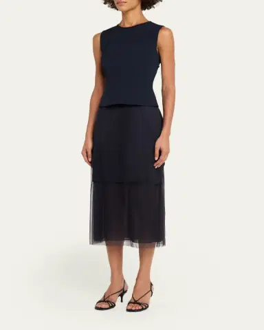 Jason Wu Collection Cady Layered Sleeveless Midi Cocktail Dress | Thumbnail 4