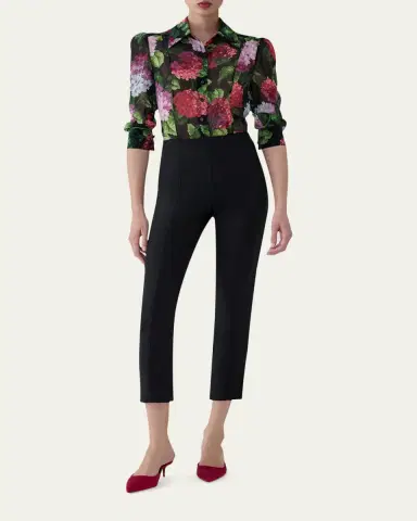 Carolina Herrera Semi-Sheer Floral Buttoned Blouse | Thumbnail 2