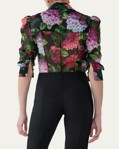 Carolina Herrera Semi-Sheer Floral Buttoned Blouse | Thumbnail 3