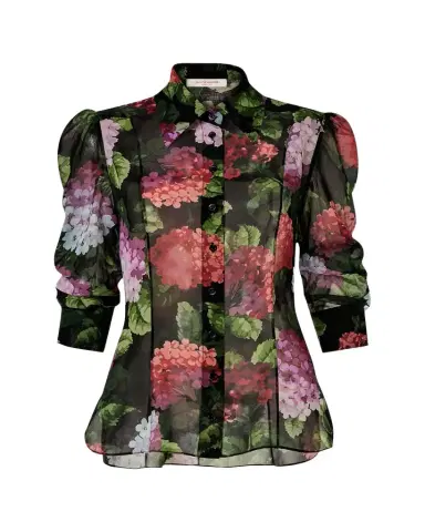Carolina Herrera Semi-Sheer Floral Buttoned Blouse | Thumbnail 1