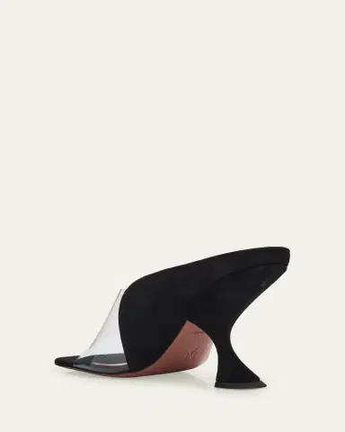 Amina Muaddi 90mm Mackenzie Suede and PVC Sandals | Thumbnail 4