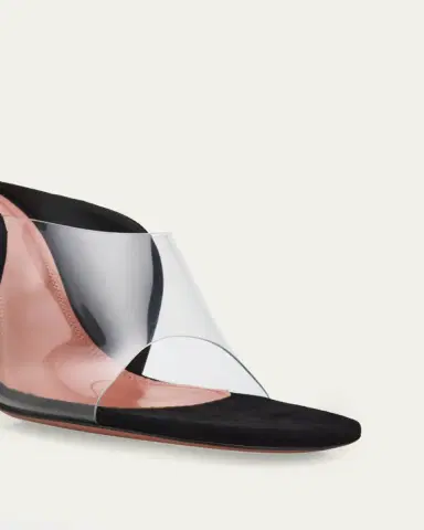 Amina Muaddi 90mm Mackenzie Suede and PVC Sandals | Thumbnail 5