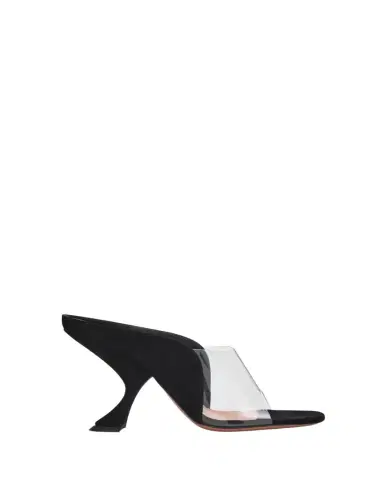 Amina Muaddi 90mm Mackenzie Suede and PVC Sandals | Thumbnail 1