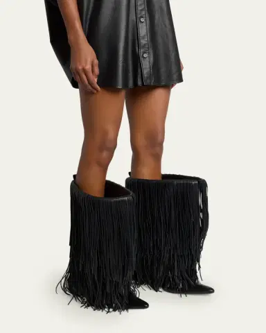 Balenciaga Avenue Fringe Leather Booties | Thumbnail 2