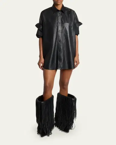 Balenciaga Avenue Fringe Leather Booties | Thumbnail 3