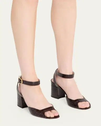 Valentino Garavani 75mm Fawcette Croc-Embossed Leather Sandals | Thumbnail 2 Valentino Garavani 75mm Fawcette Croc-Embossed Leather Sandals | Thumbnail 2