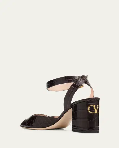 Valentino Garavani 75mm Fawcette Croc-Embossed Leather Sandals | Thumbnail 4 Valentino Garavani 75mm Fawcette Croc-Embossed Leather Sandals | Thumbnail 4
