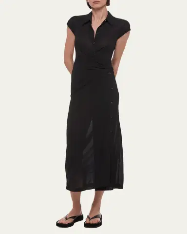 Helmut Lang Short-Sleeve Twist Jersey Midi Dress | Thumbnail 2