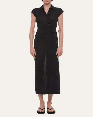 Helmut Lang Short-Sleeve Twist Jersey Midi Dress | Thumbnail 4