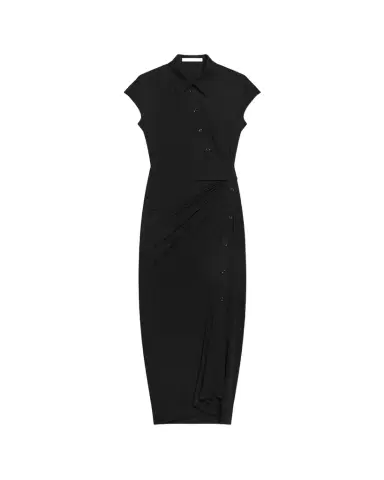 Helmut Lang Short-Sleeve Twist Jersey Midi Dress | Thumbnail 1