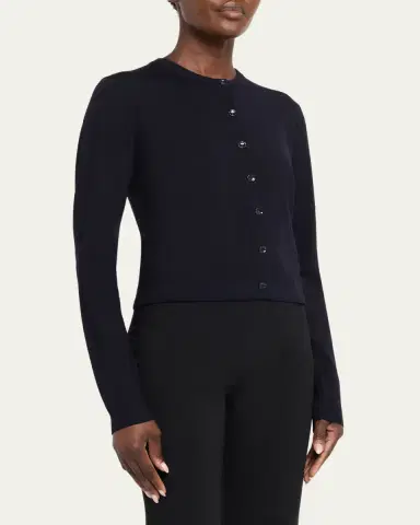 Jason Wu Collection Merino Wool Crewneck Cardigan With Satin Panel | Thumbnail 4 Jason Wu Collection Merino Wool Crewneck Cardigan With Satin Panel | Thumbnail 4
