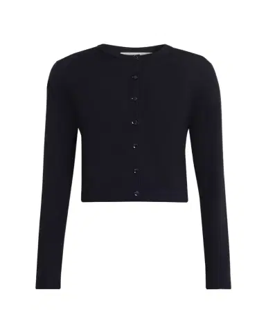 Jason Wu Collection Merino Wool Crewneck Cardigan With Satin Panel | Thumbnail 1 Jason Wu Collection Merino Wool Crewneck Cardigan With Satin Panel | Thumbnail 1