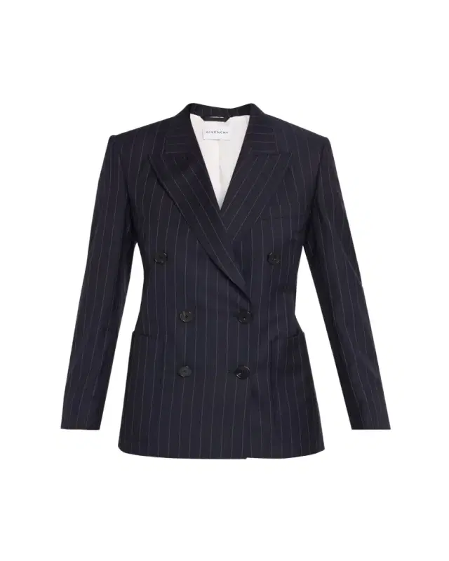 Givenchy Double-Breasted Pinstripe Wool Jacket