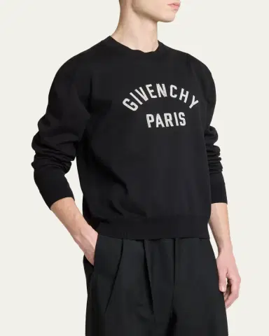 Givenchy Men's Embroidered Logo Cotton Crewneck Sweater | Thumbnail 4 Givenchy Men's Embroidered Logo Cotton Crewneck Sweater | Thumbnail 4