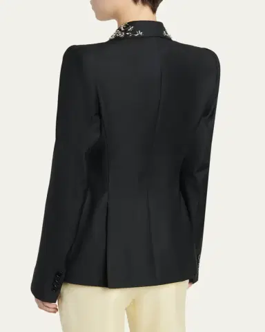 Alexander McQueen Beaded Lapel Single-Breasted Jacket | Thumbnail 3 Alexander McQueen Beaded Lapel Single-Breasted Jacket | Thumbnail 3