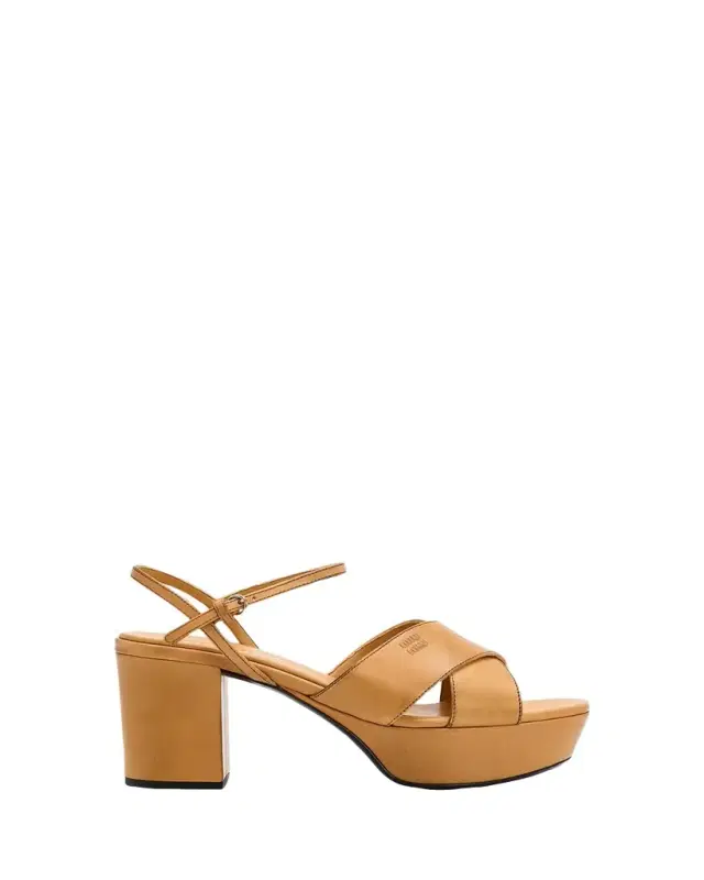 Miu Miu Waxed Leather Platform Sandals