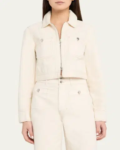 Veronica Beard Patty Cropped Denim Moto Jacket | Thumbnail 4