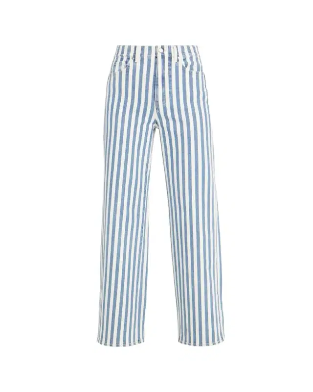 Veronica Beard Taylor High-Rise Wide-Leg Striped Jeans