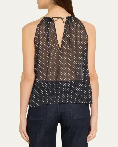 Nili Lotan Nikki Silk Polka Dot Halter Top | Thumbnail 3 Nili Lotan Nikki Silk Polka Dot Halter Top | Thumbnail 3