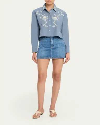 Veronica Beard Zora Denim Mini Skirt | Thumbnail 2