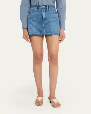 Veronica Beard Zora Denim Mini Skirt | Thumbnail 4